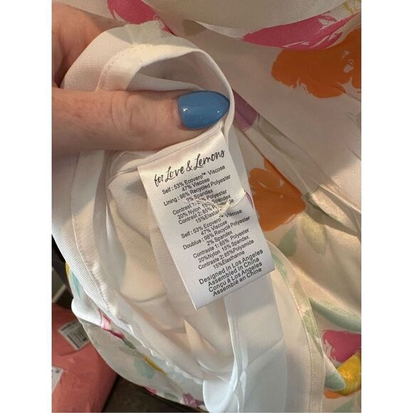 NWT For Love & Lemons Hazel White Floral Mini Dress With Gloves Size Small - Picture 8 of 10